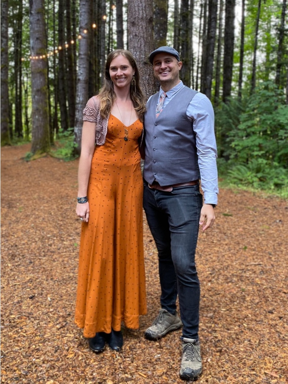 Free People rust flowy jumpsuit